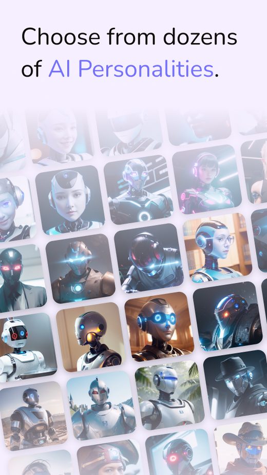 Store screenshot: choose from dozens of AI personalities